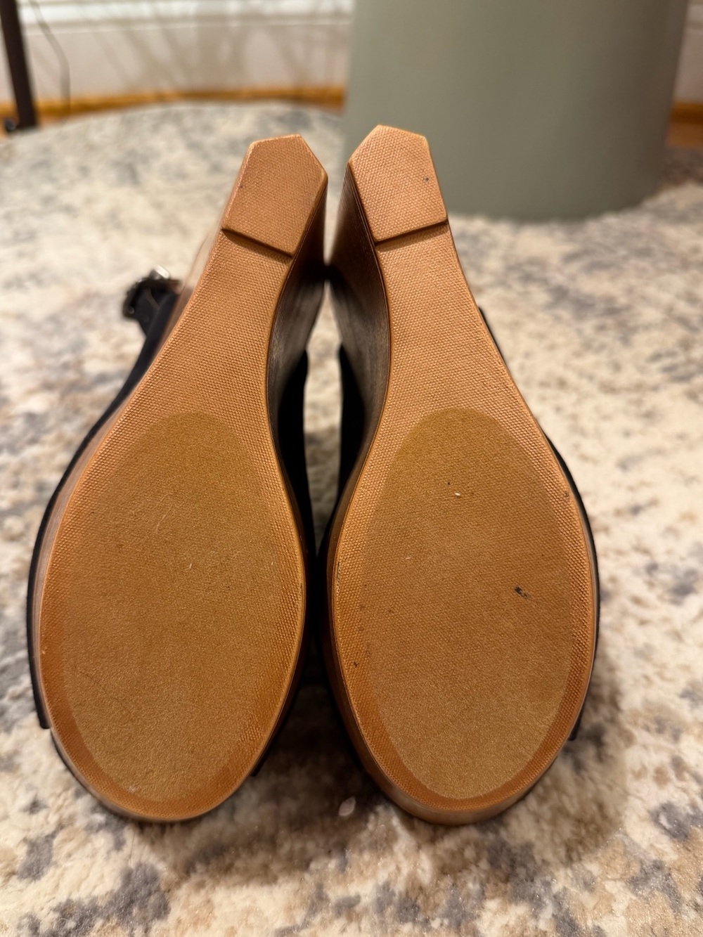 Black Suede Peep-Toe Wedge Sandals - Picture 3 of 3